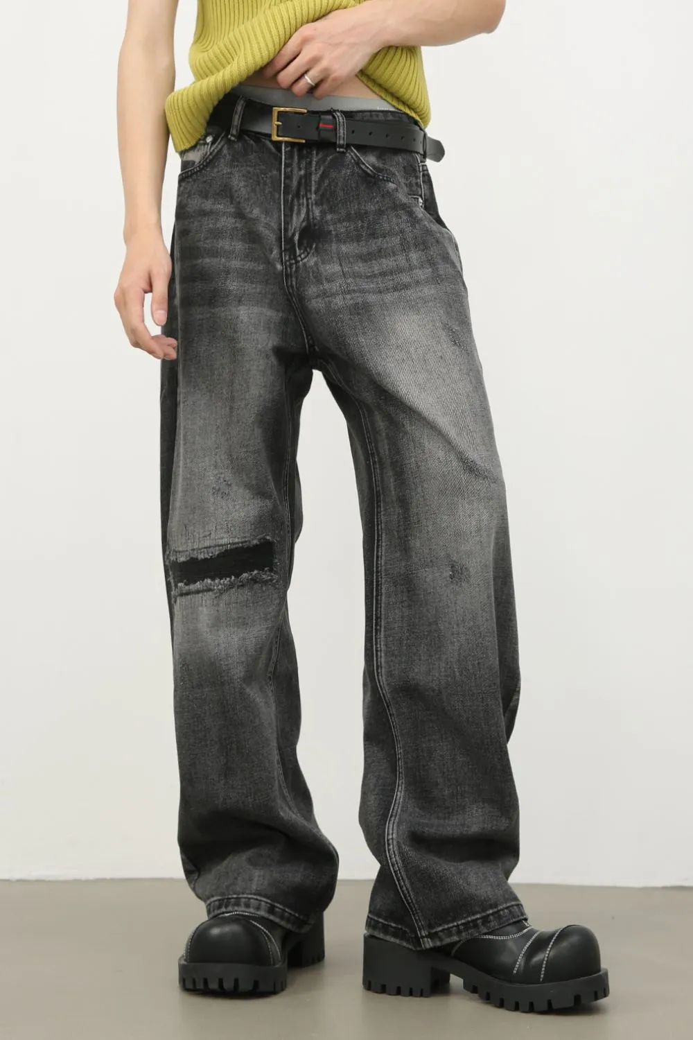 Men's Distressed Jeans with Pockets, image 3
