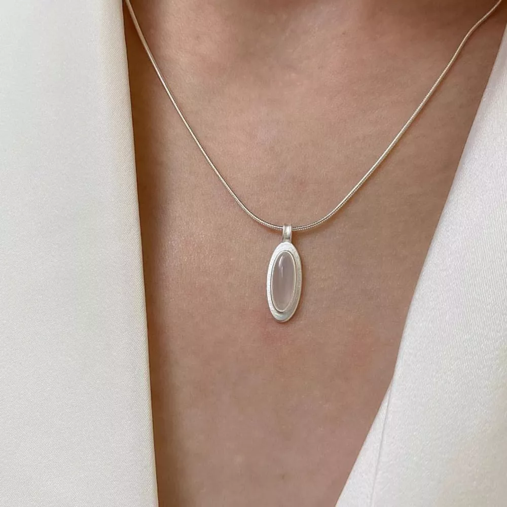 925 Sterling Silver Geometric Pendant Necklace, image 4