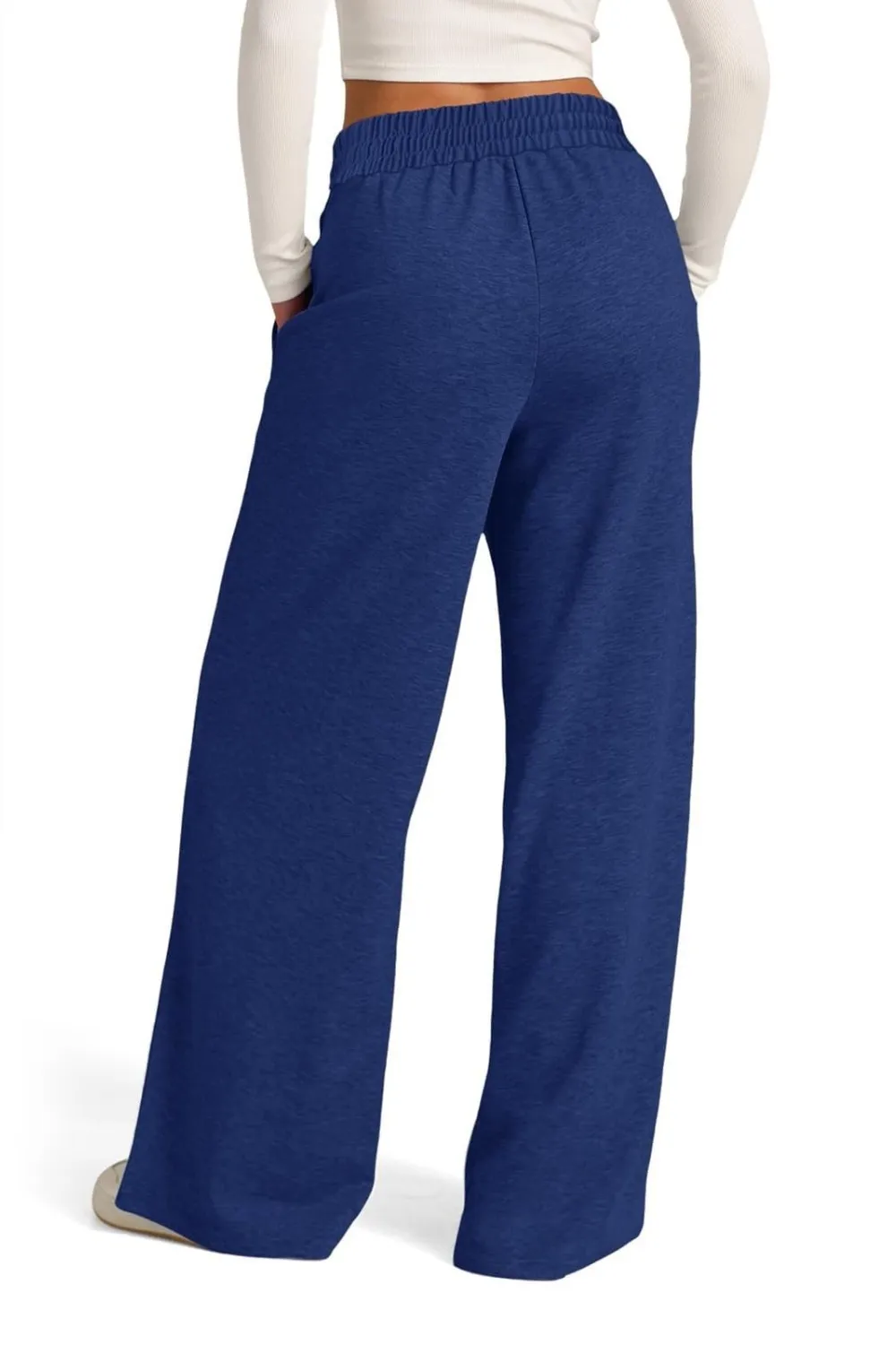 Drawstring Elastic Waist Wide Leg Pants, image 6