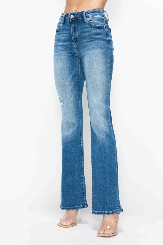 Full Size Distressed High Rise Jeans with Pockets, image 4