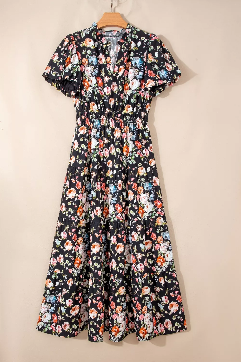 Floral Print Smocked Waist Maxi Dress, image 4