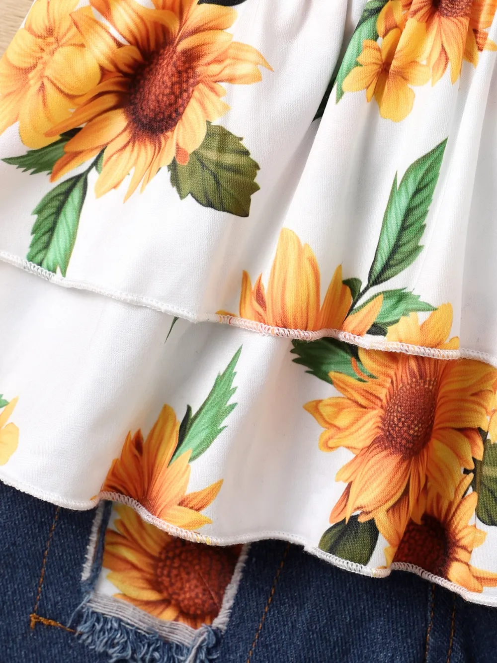 Children's Sunflower Ruffled Short Sleeve Top and Shorts Set, image 5