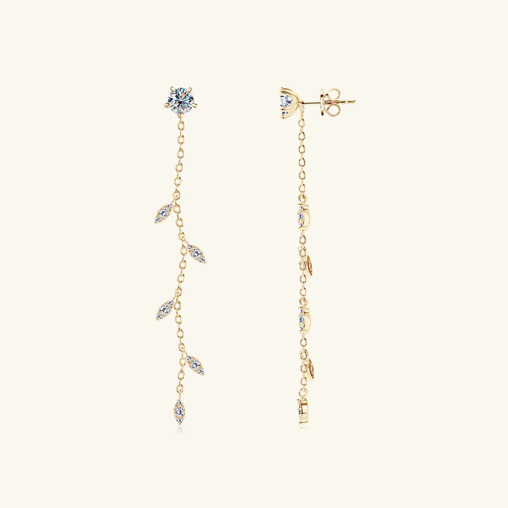 1.38 Carat Moissanite 925 Sterling Silver Leaf Earrings, image 3