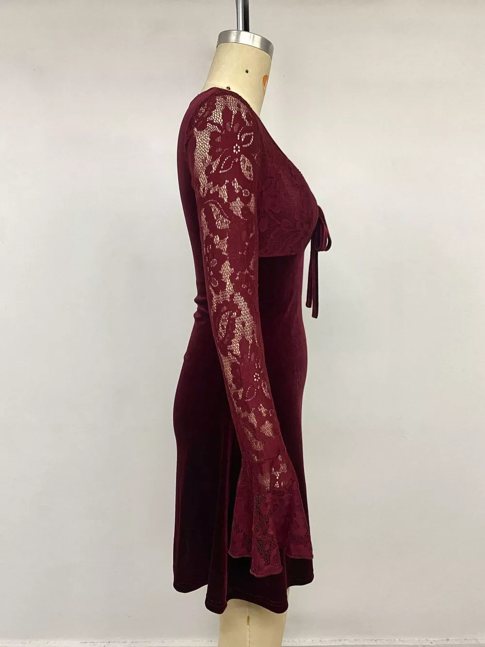 Lace Flare Sleeve Mini Dress, image 8