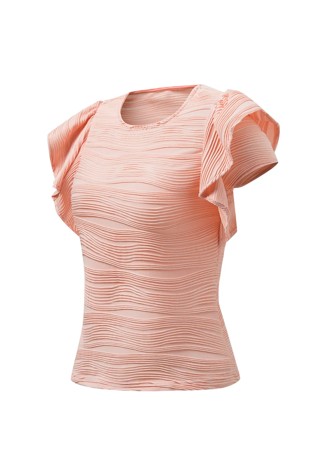 Textured Round Neck Cap Sleeve Top, image 12