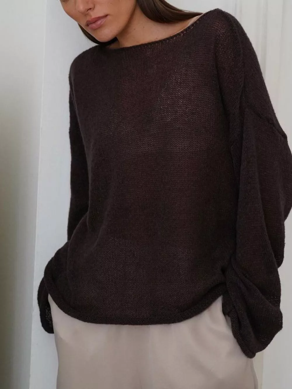 Boat Neck Dropped Shoulder Sweater, image 11