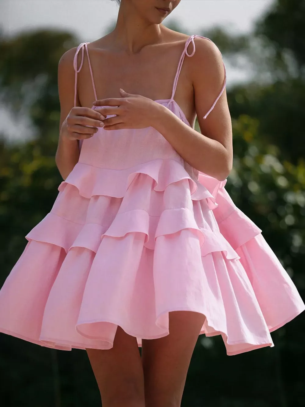 Ruffled Tie Shoulder Mini Dress, image 6