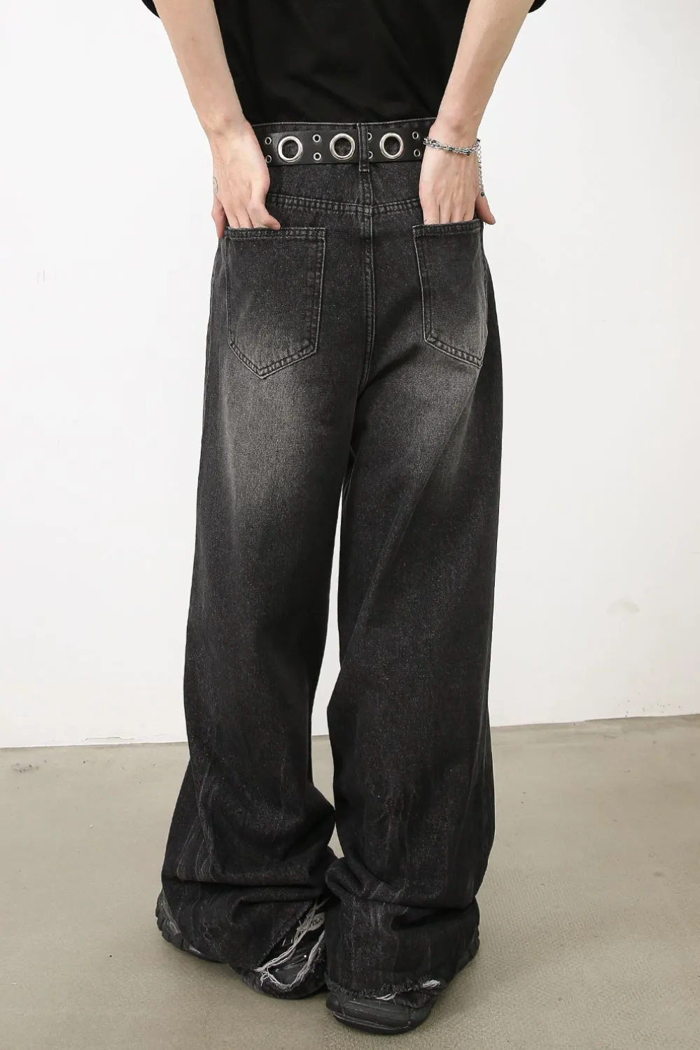 Men's Wide Leg Jeans with Pockets, image 4