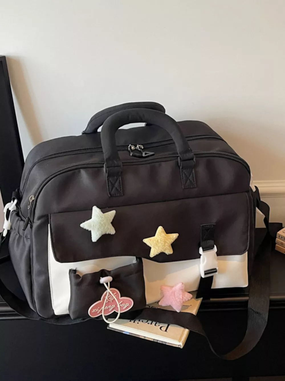 Color Block Star & Cloud Embellished Travel Bag, image 3