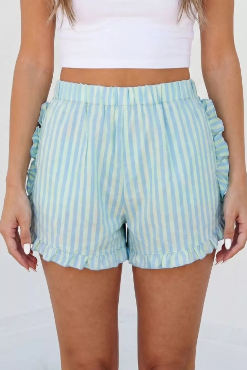 Striped Elastic Waist Shorts, image 4