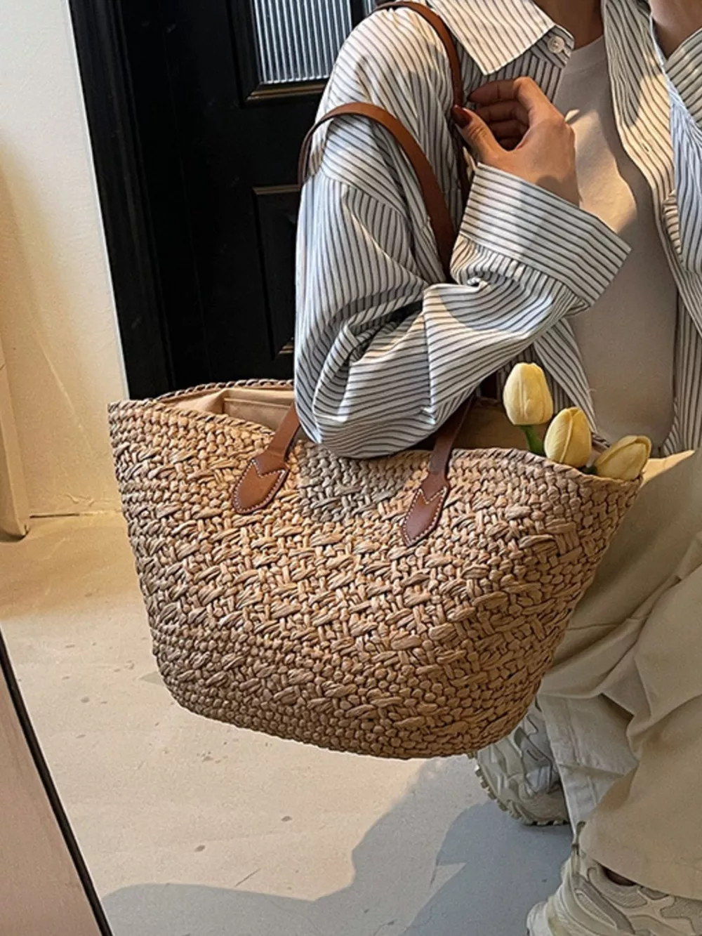 Woven Tote Shoulder Bag, image 2