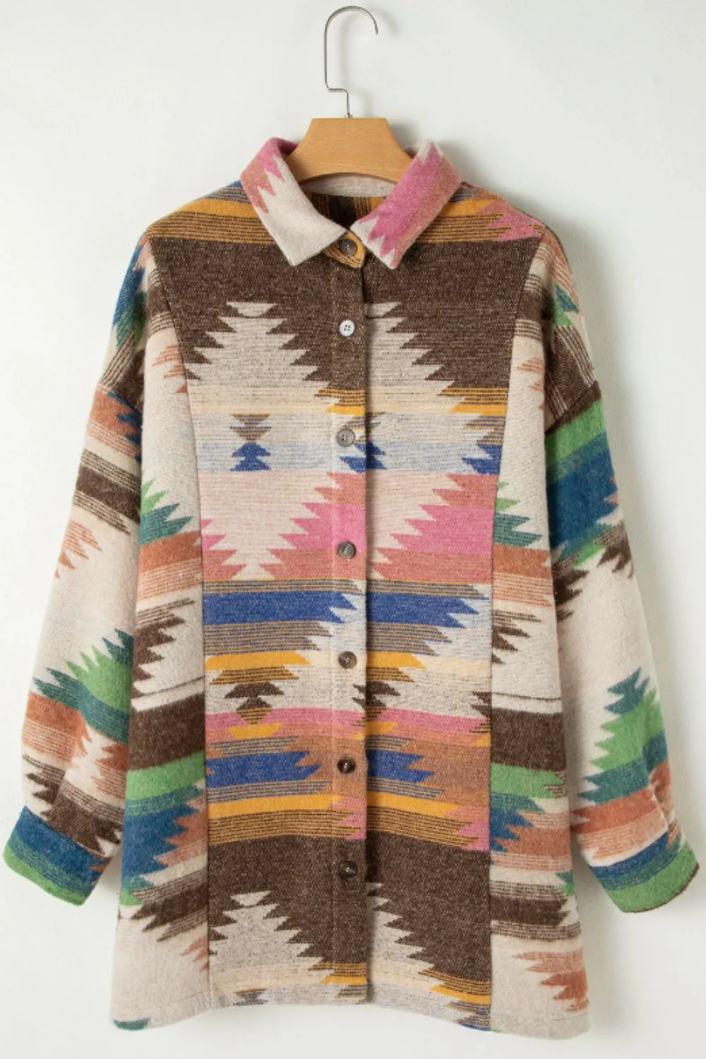 Geometric Button Up Long Sleeve Jacket, image 4