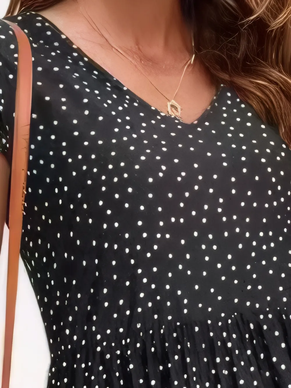 Polka Dot Ruffle Sleeve V-Neck Mini Dress, image 4