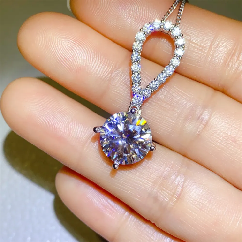 5 Carat Moissanite 925 Sterling Silver Teardrop Necklace, image 4
