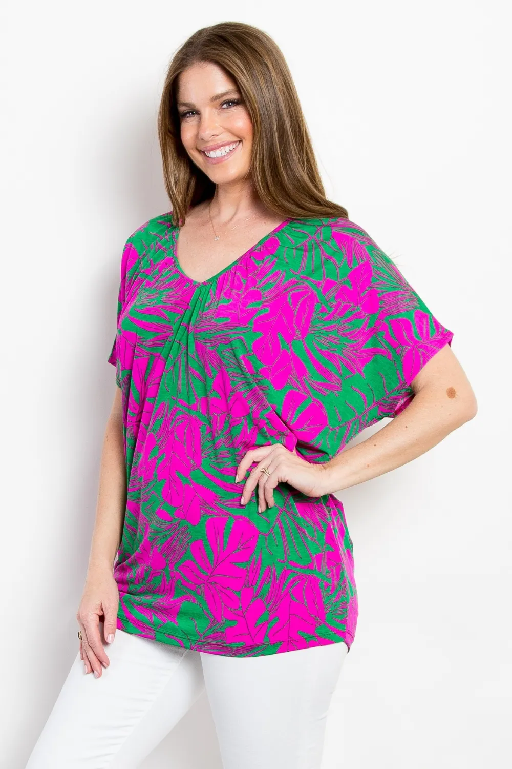 Contrast Printed Short Sleeve Top, image 3