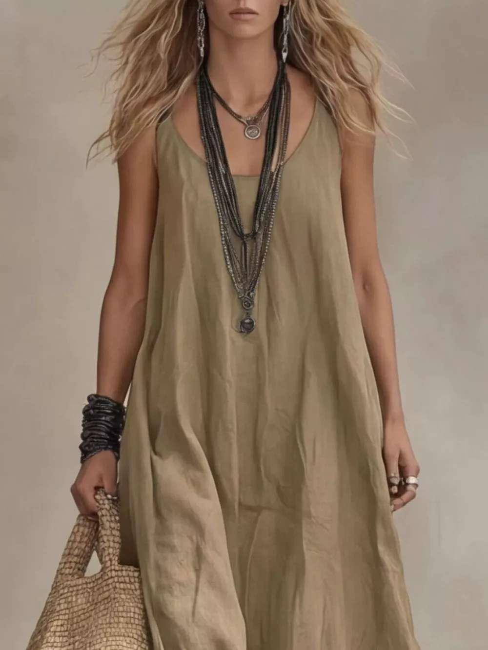 Full Size Scoop Neck Sleeveless Maxi Dress Plus Size, image 8