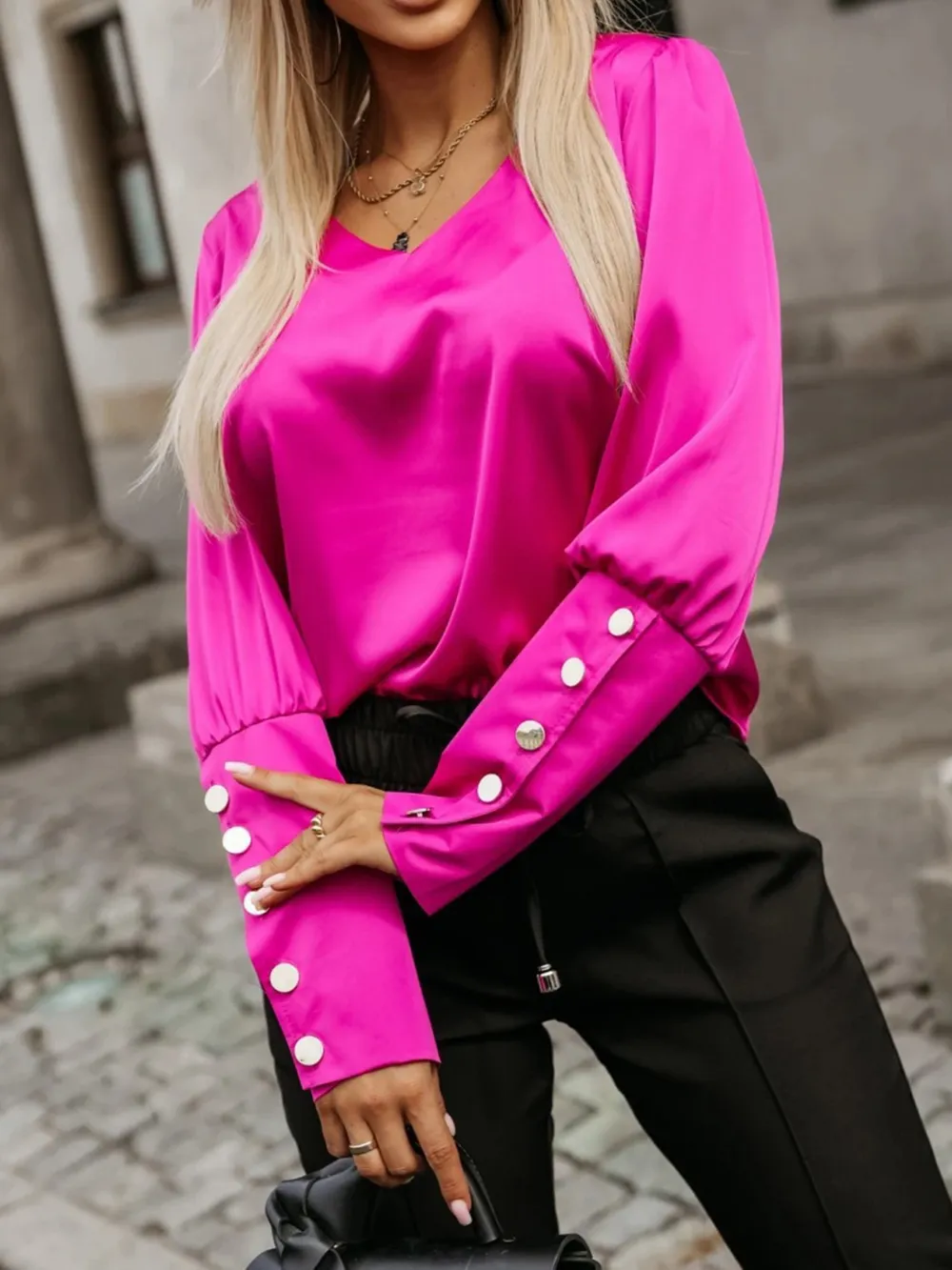 V-Neck Long Sleeve Blouse, image 10