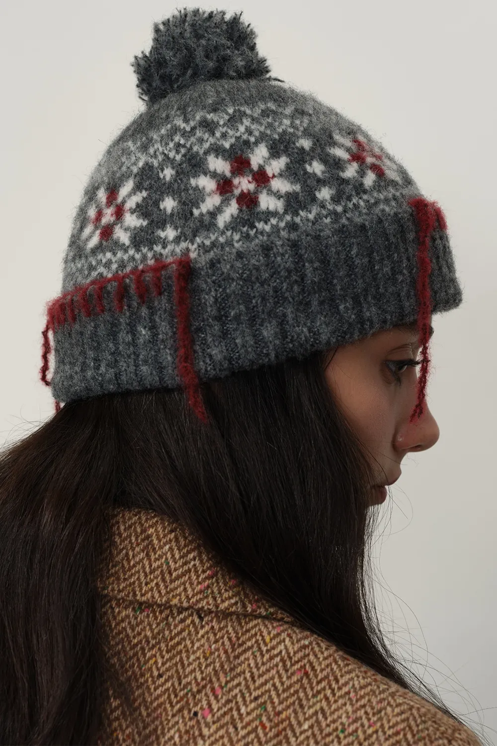 Seam Trim Geometric Knit Hat, image 3