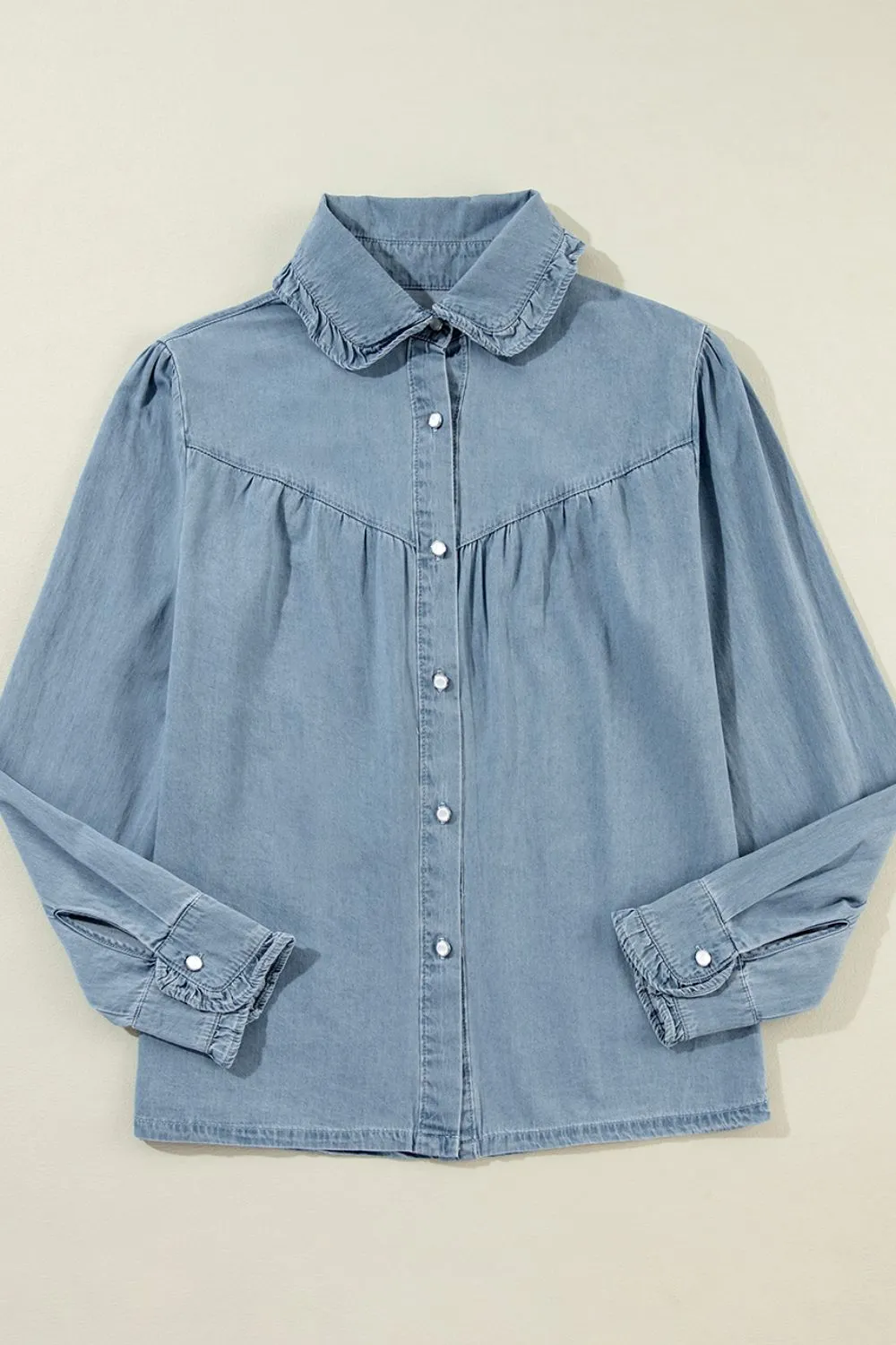 Button Up Long Sleeve Denim Top, image 4