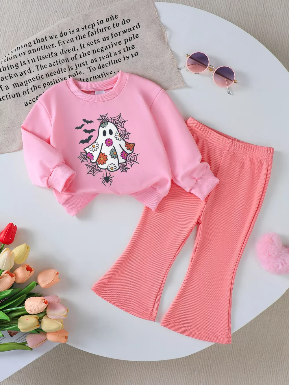 Children's Halloween Graphic Sweatshirt and Flare Pants Set, image 17