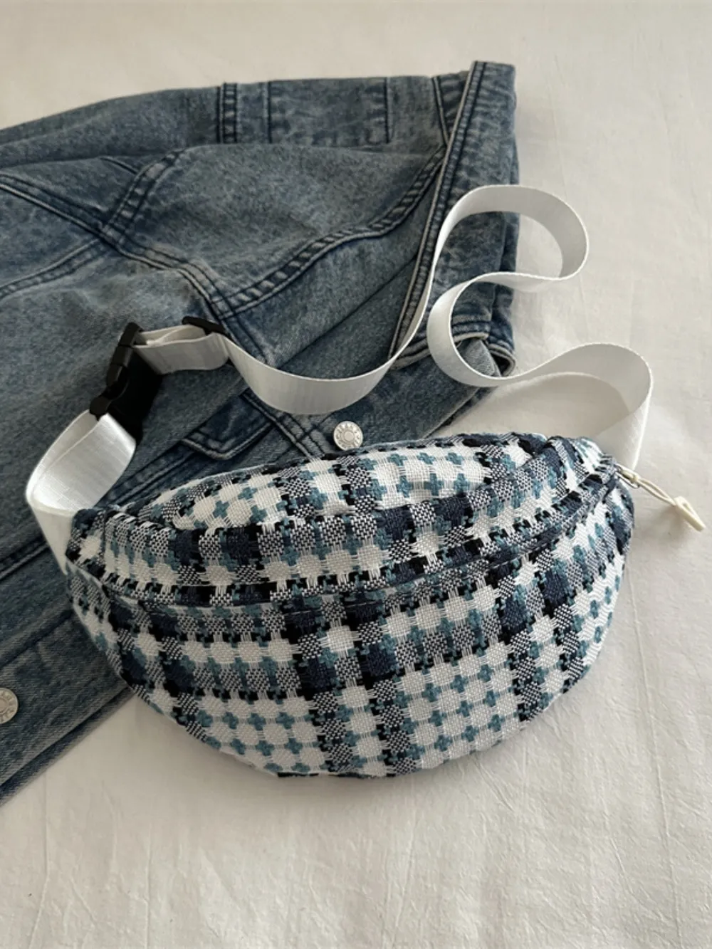 Plaid Wide Strap Crossbody Bag, image 9