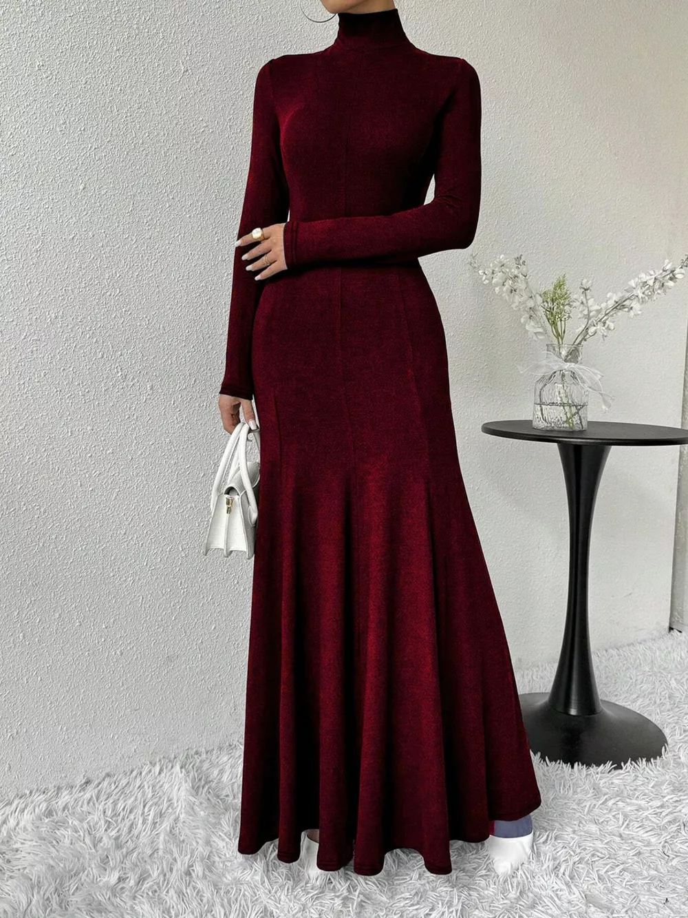 Turtleneck Long Sleeve Maxi Mermaid Dress, image 5
