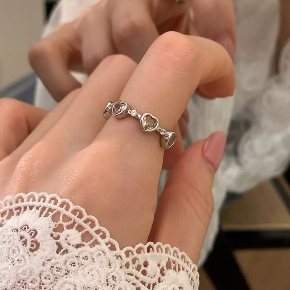 925 Sterling Silver Zircon Heart Ring, image 2