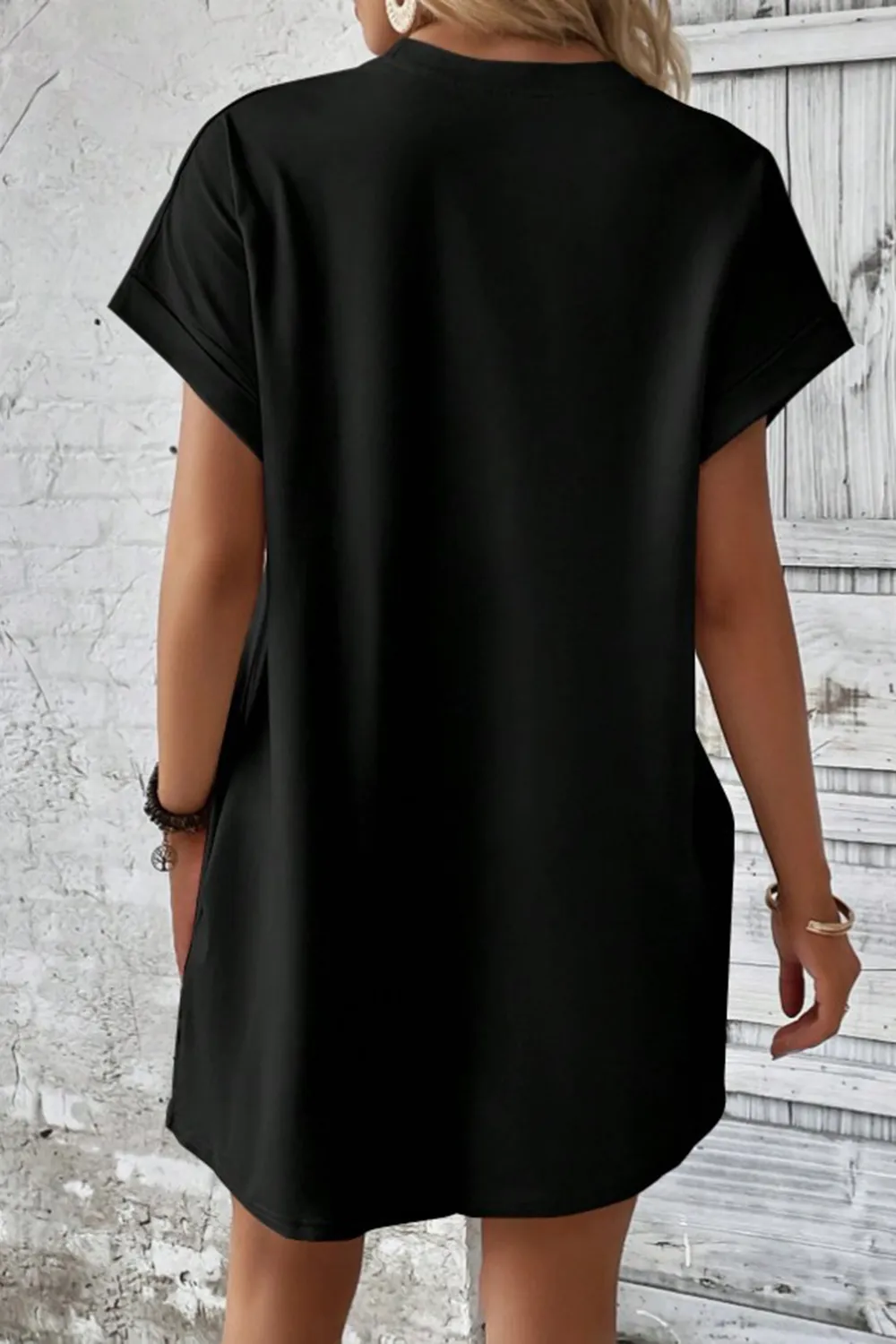 Pocketed Round Neck Short Sleeve Dress, image 30