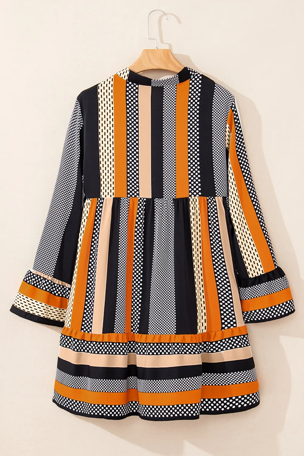 Printed Notched Long Sleeve Mini Dress, image 2