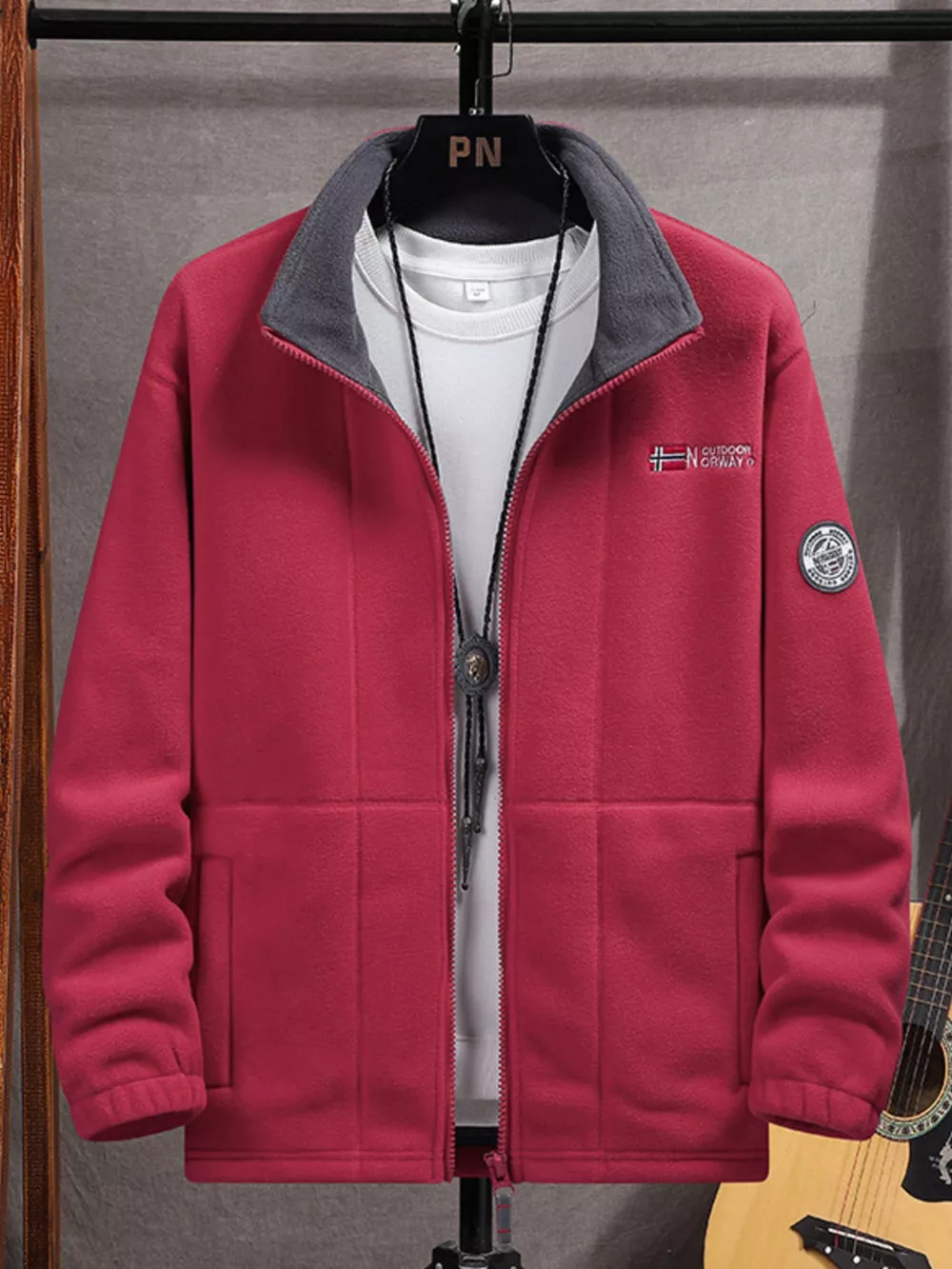 Men's Full Size Zip Up Long Sleeve Fleece Jacket Plus Size, image 7
