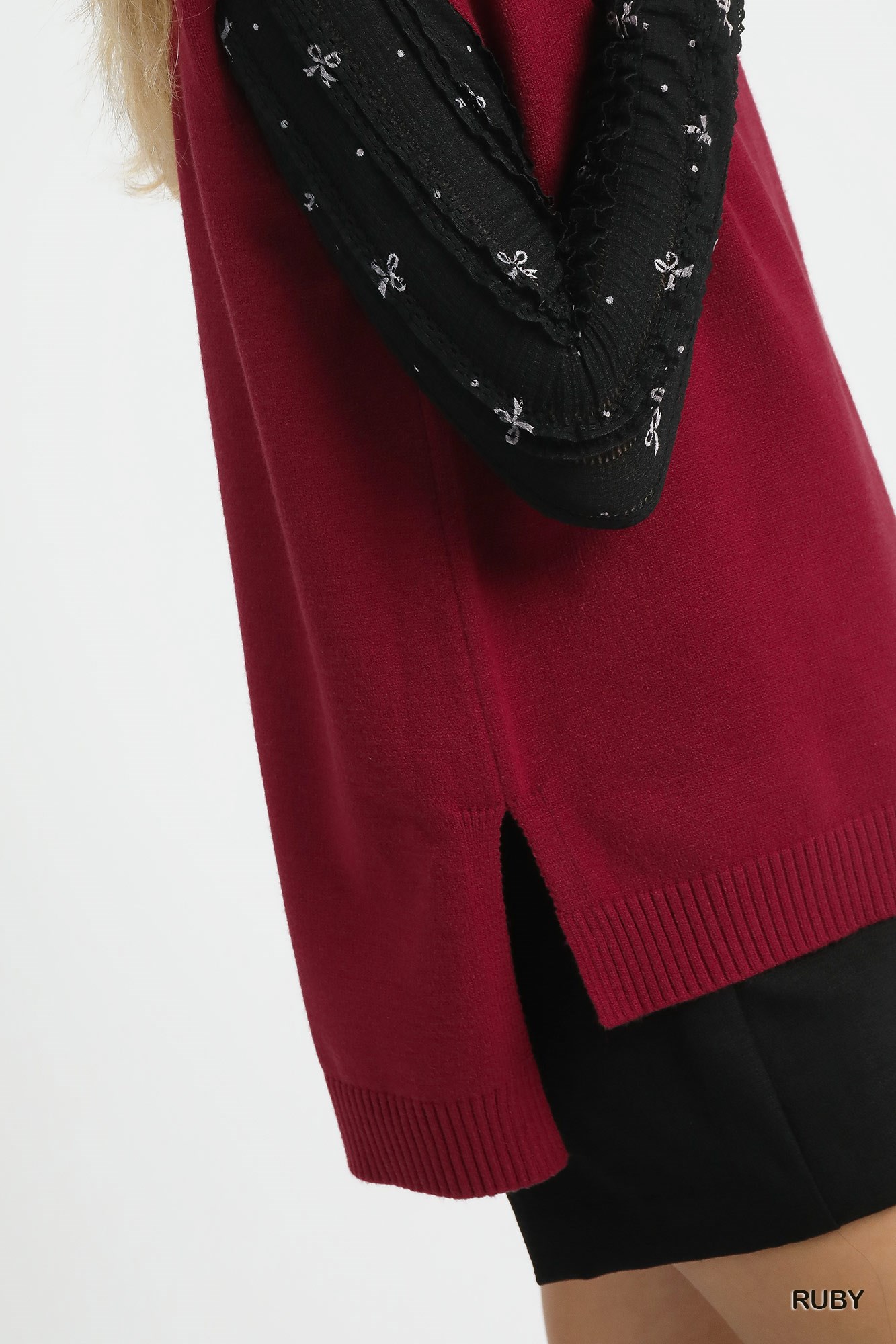 High-Low Turtleneck Sleeveless Sweater Top, image 4