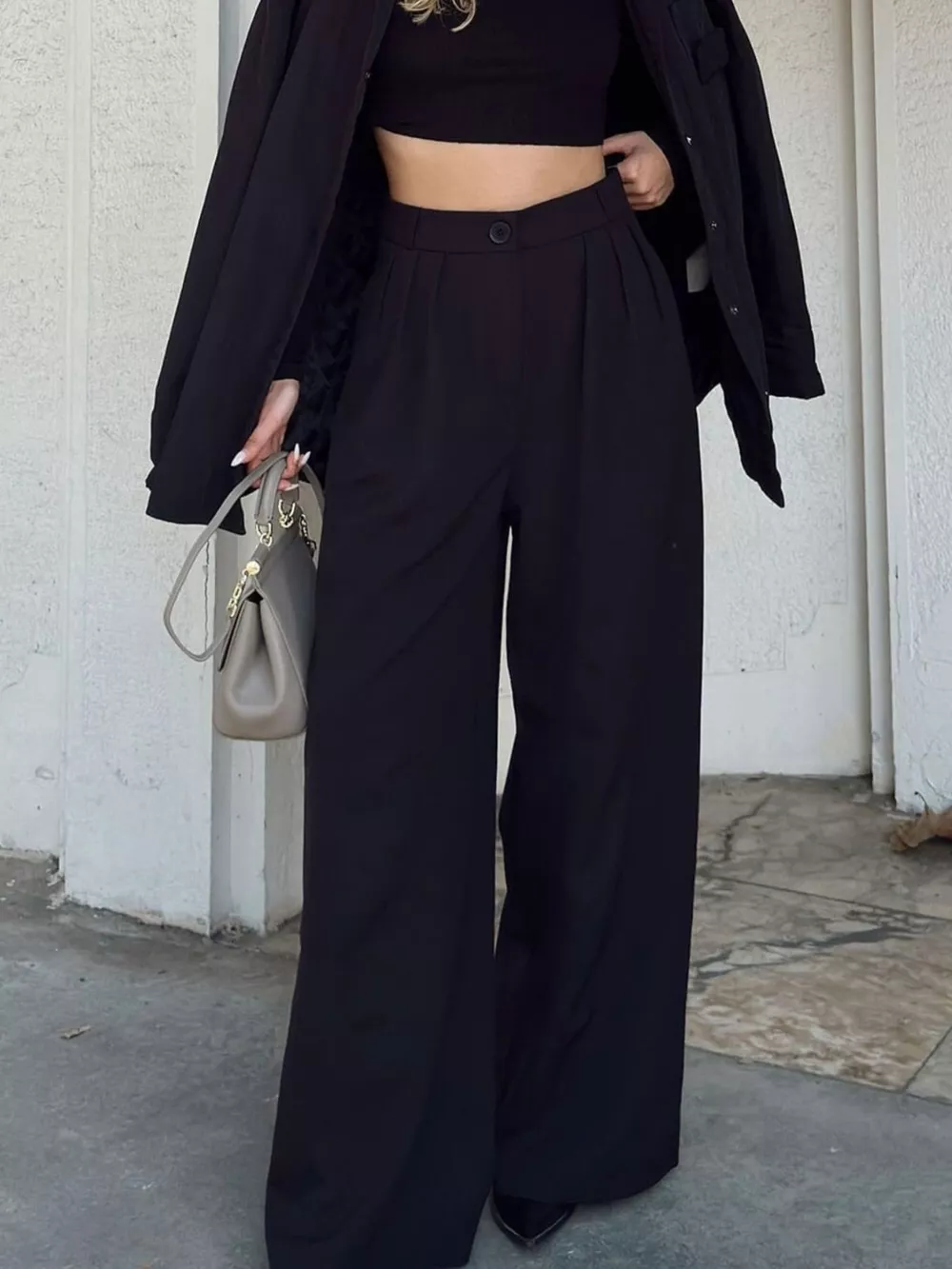 High-Waisted Pleated Wide-Leg Pants, image 4