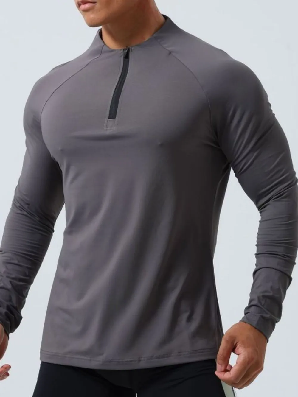 Men's Plus Size Quarter Zip Long Sleeve Top, image 3