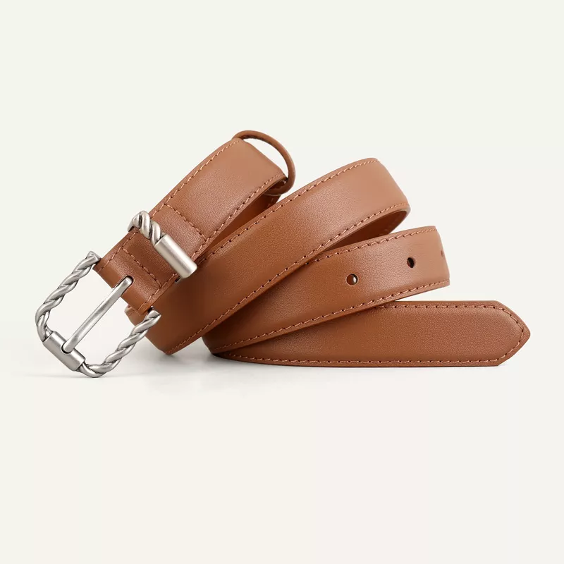 Leather Belt with Twisted Buckle, image 6