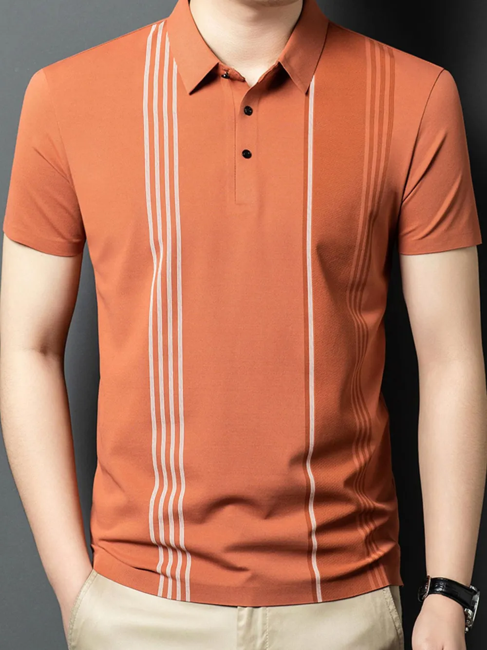 Men's Plus Size Contrast Short Sleeve Polo, image 6