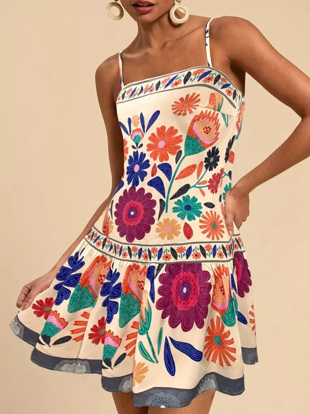 Floral Print Sleeveless Mini Dress, image 4