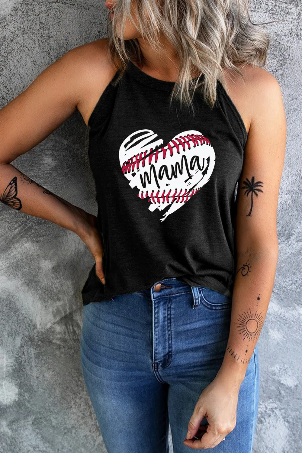 Heart Graphic Round Neck Tank, image 2