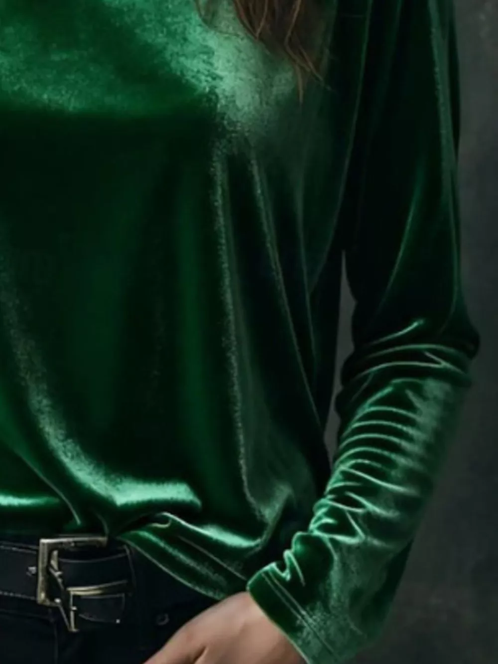 Full Size Velvet Long Sleeve T-Shirt Plus Size, image 6