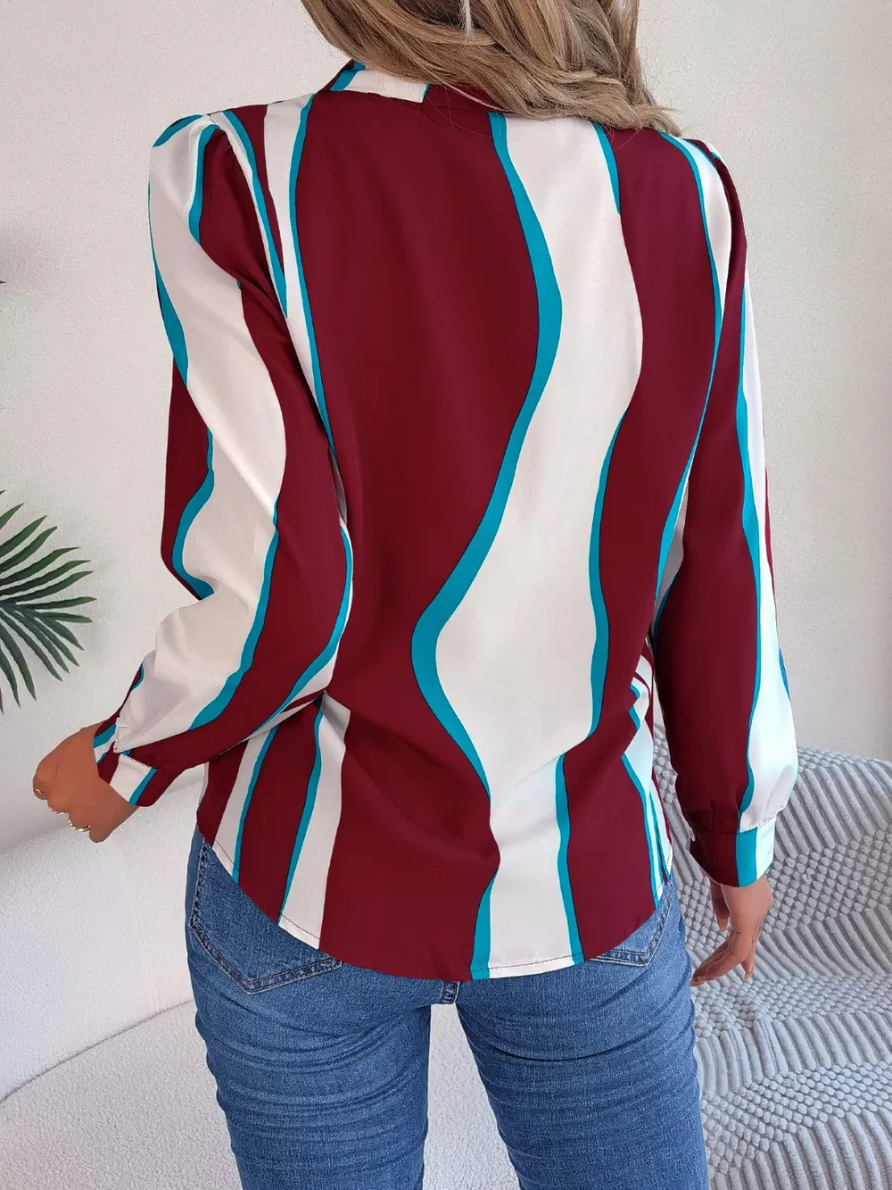 Printed Button Up Long Sleeve Shirt, image 8