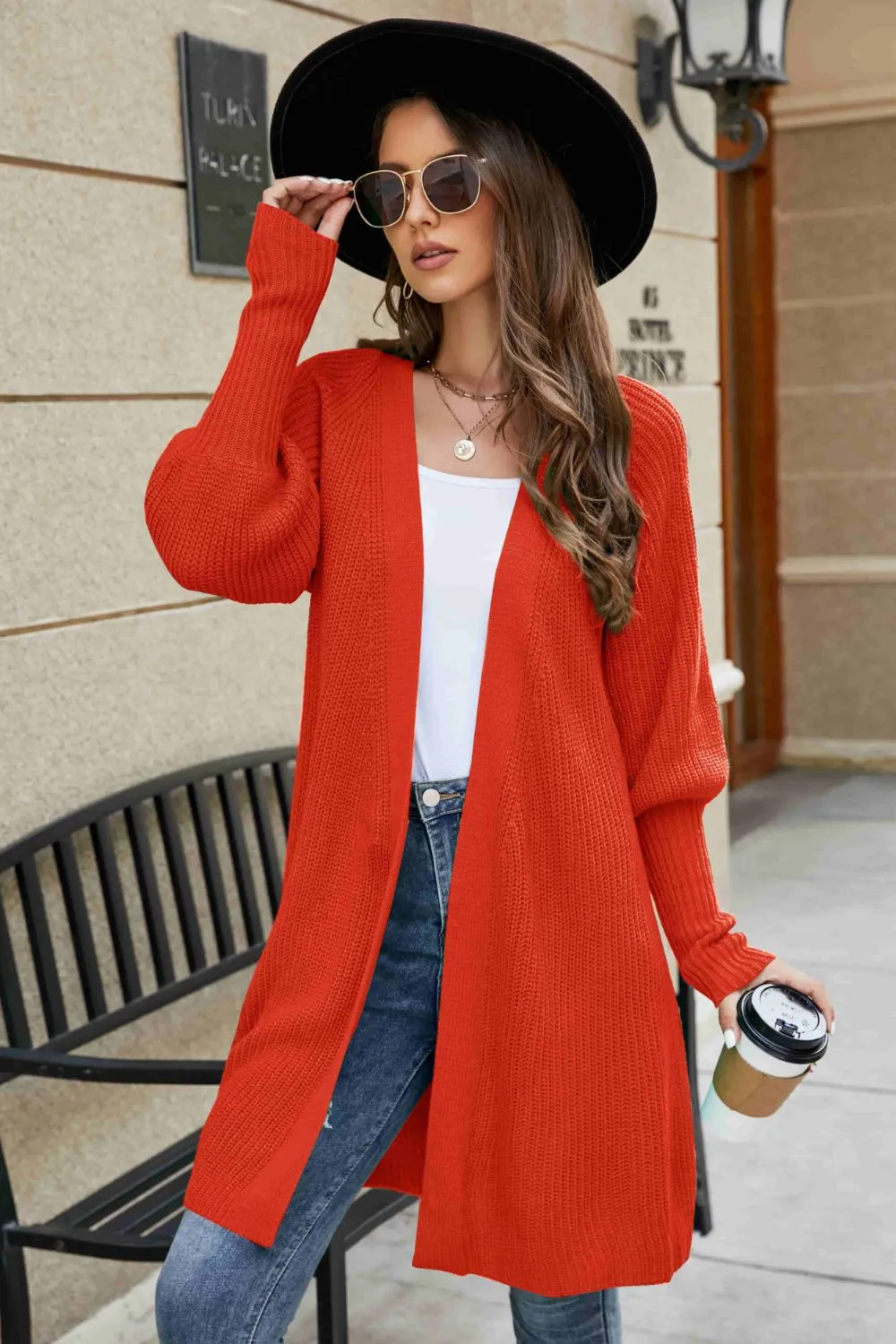 Open Front Lantern Sleeve Cardigan, image 13