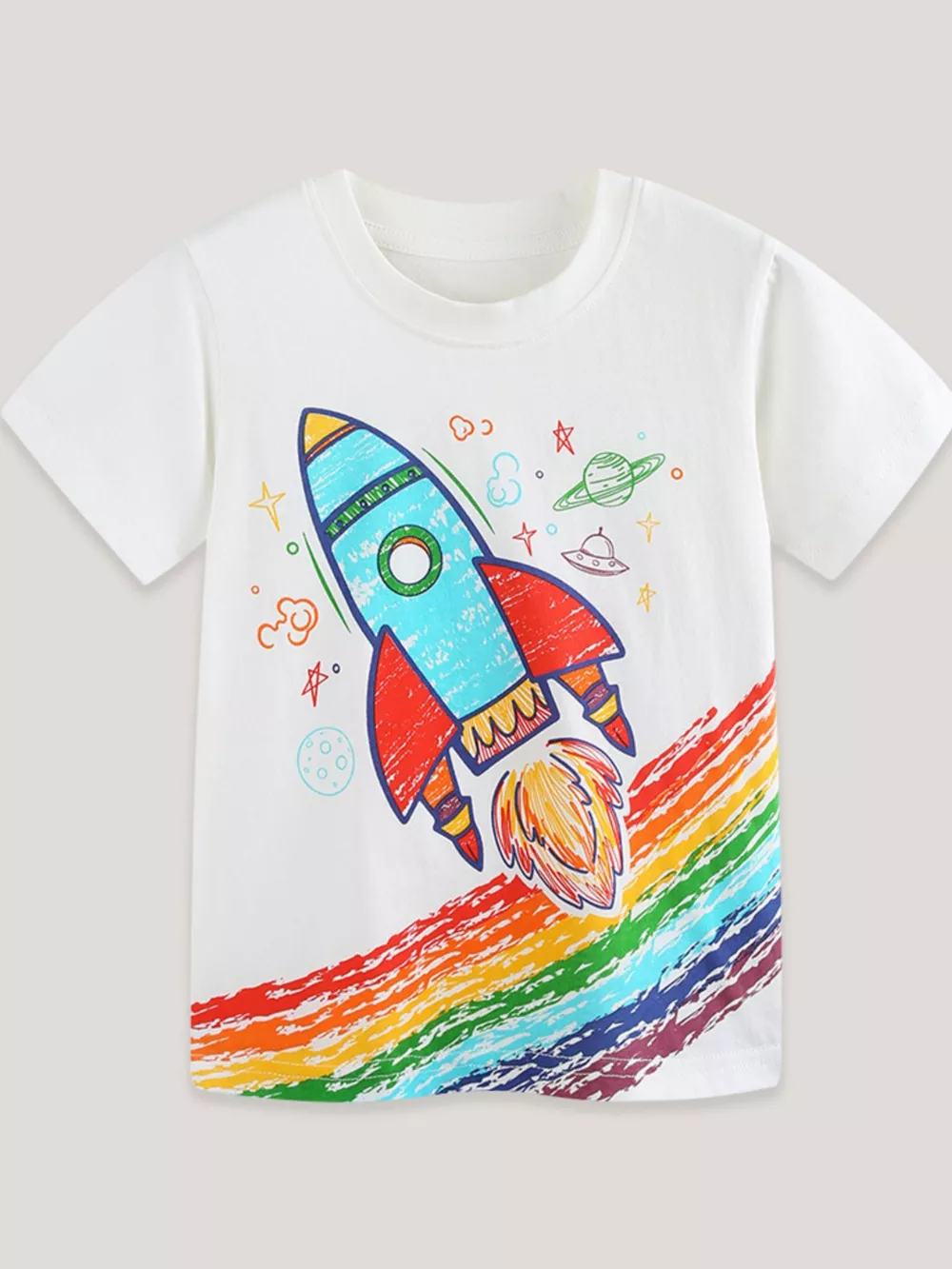 Children's Rocket Rainbow Graphic Short Sleeve T-Shirt, image 2