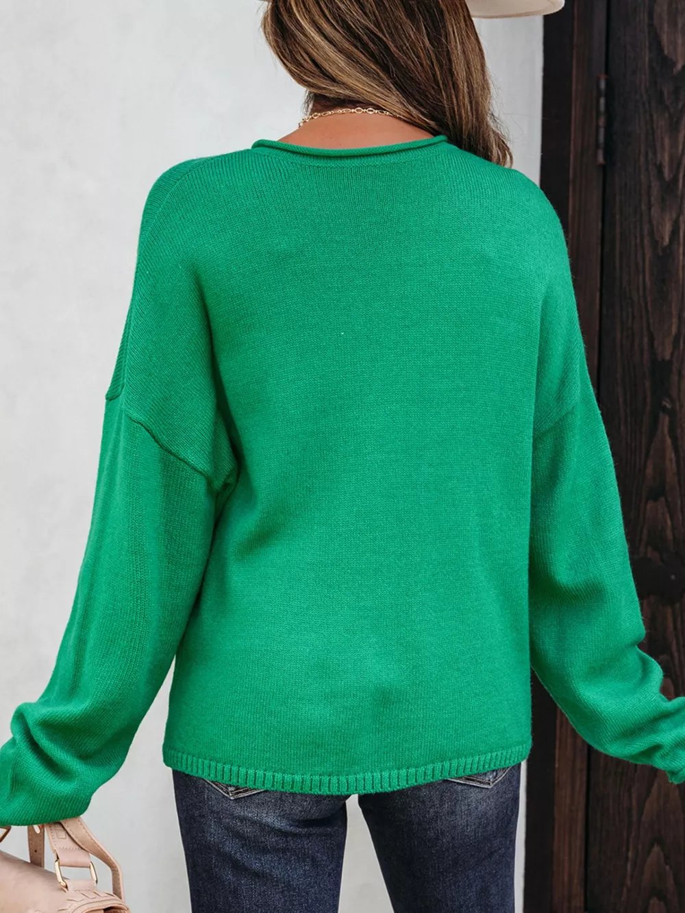 Solid Color Knit Button Drop Shoulder Sweater Cardigan, image 2