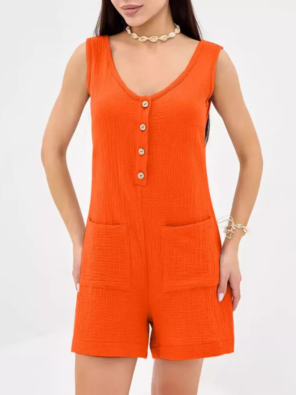 Casual Button-Down Sleeveless Romper, image 22