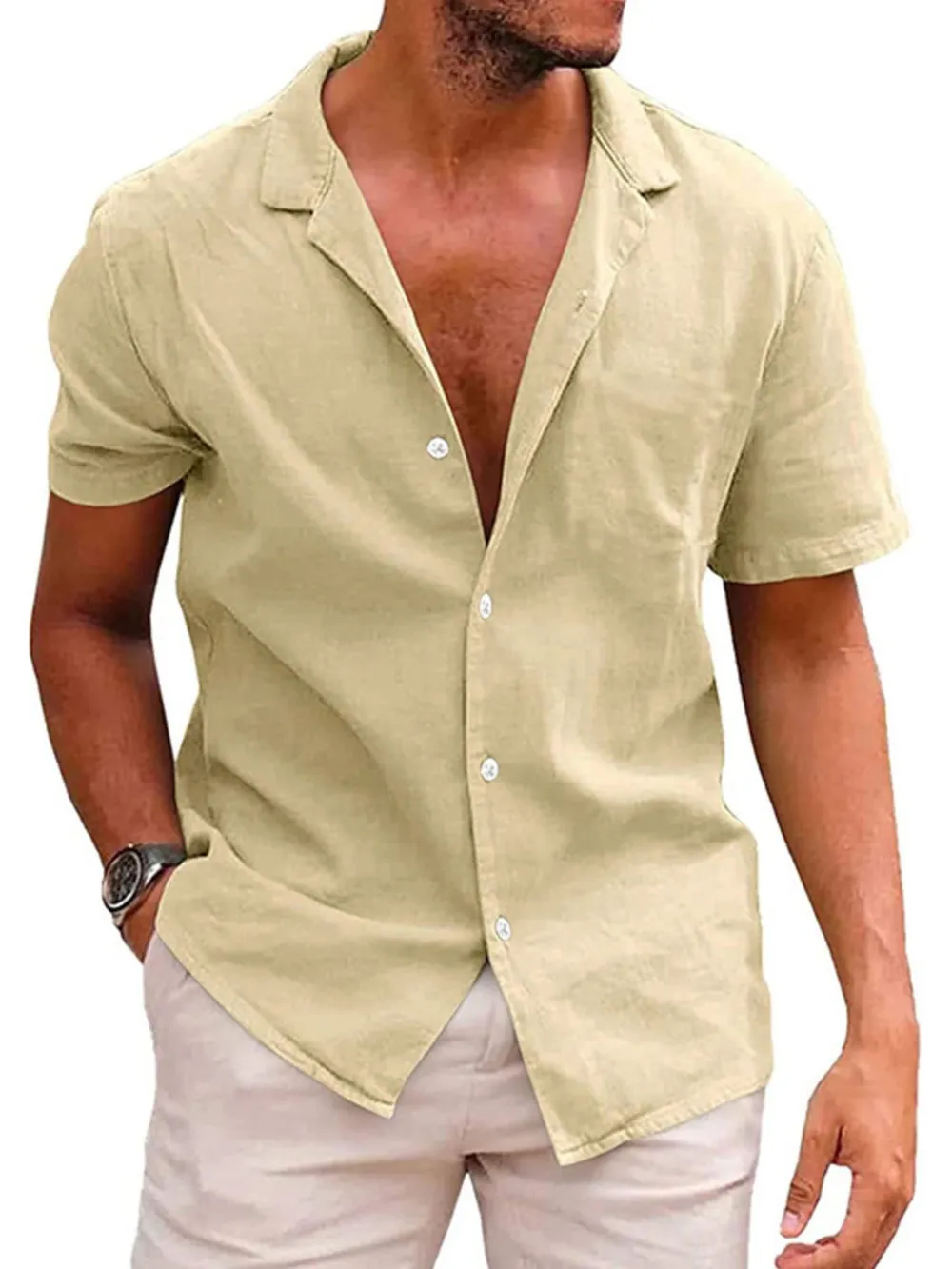 Men's Casual Short Sleeve Button-Up Shirt, image 3