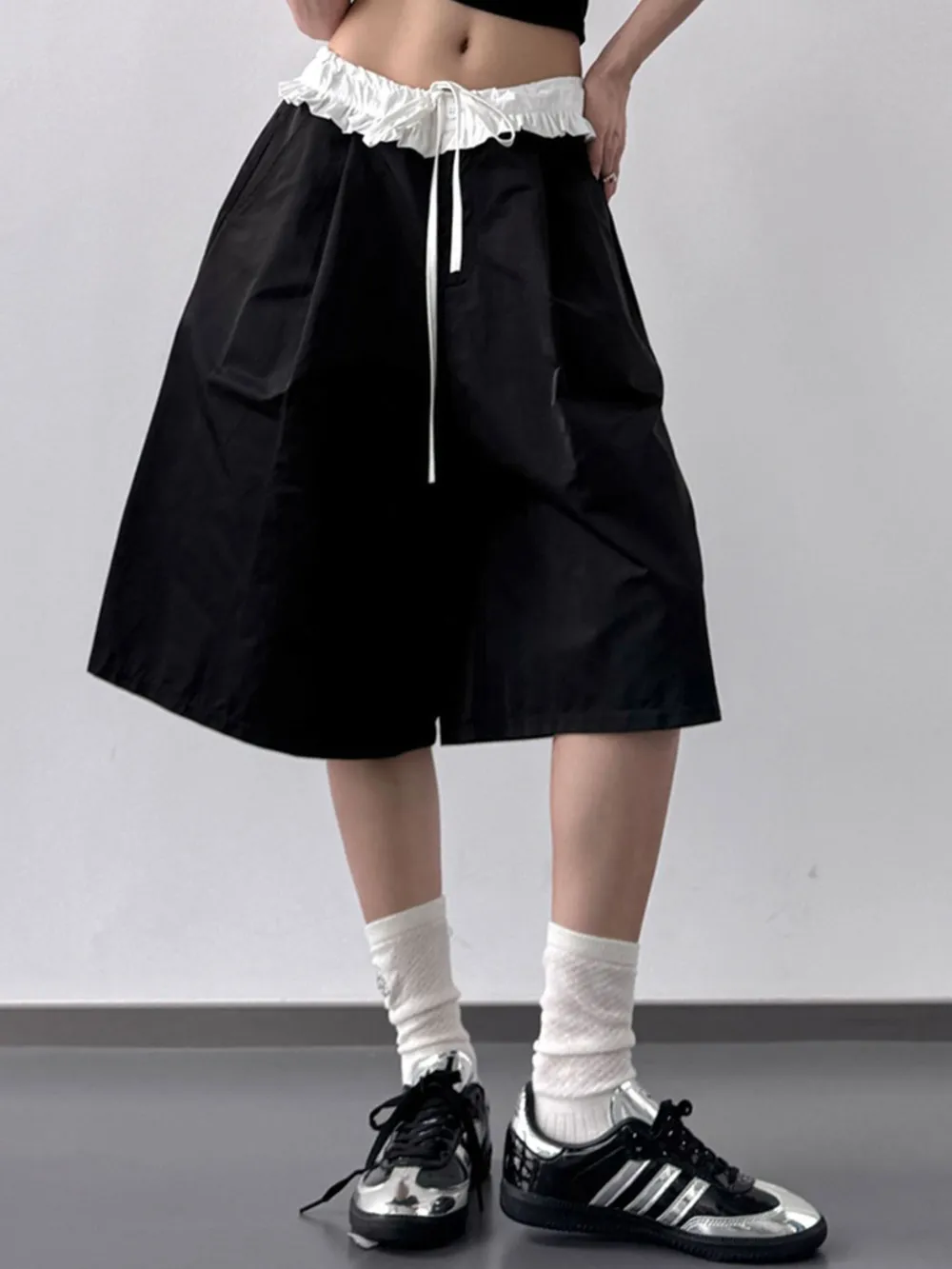 Contrast Waistband Wide-Leg Shorts, image 9