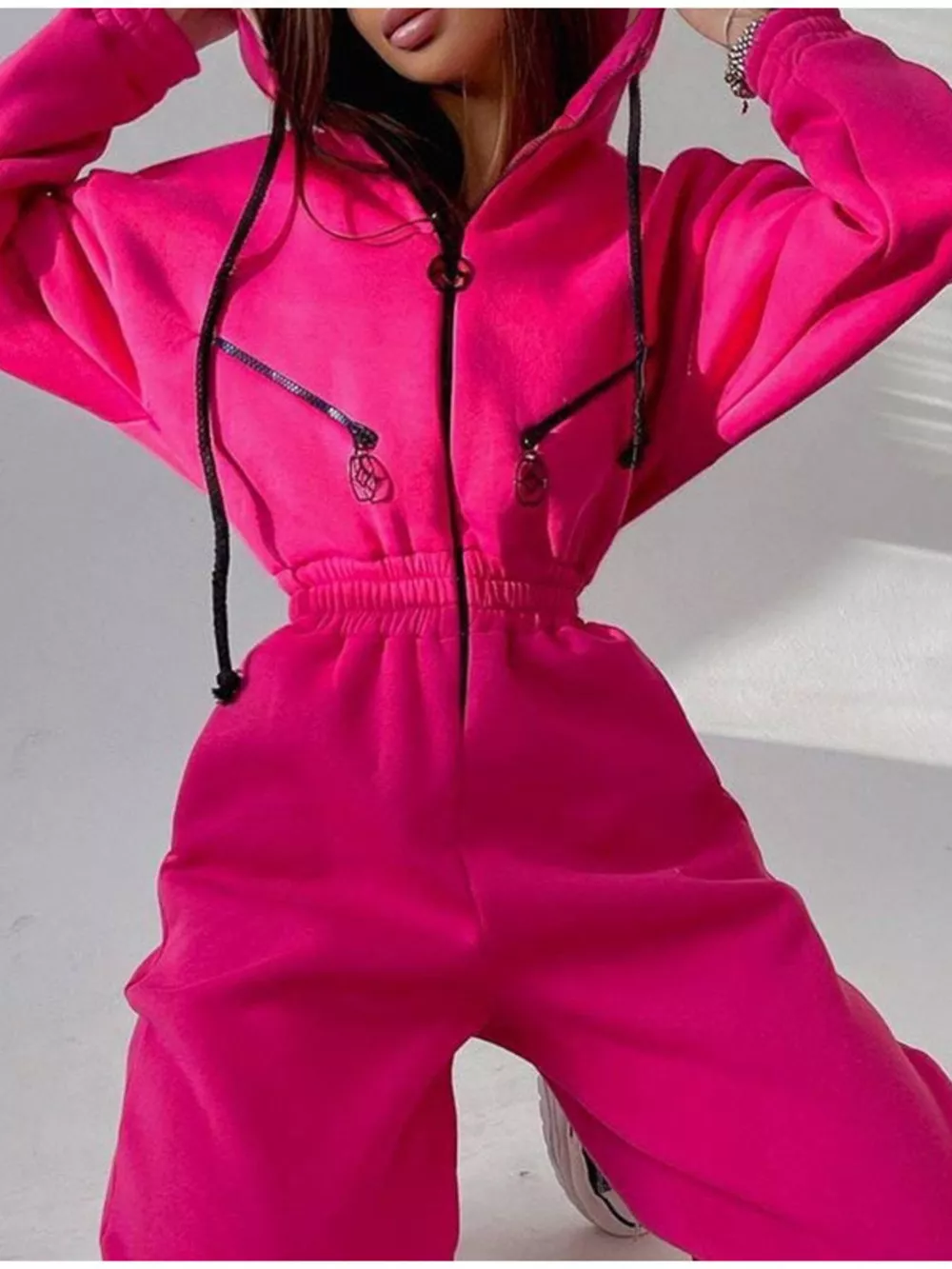 Hooded Zip-Up Long Sleeve Jumpsuit, image 17