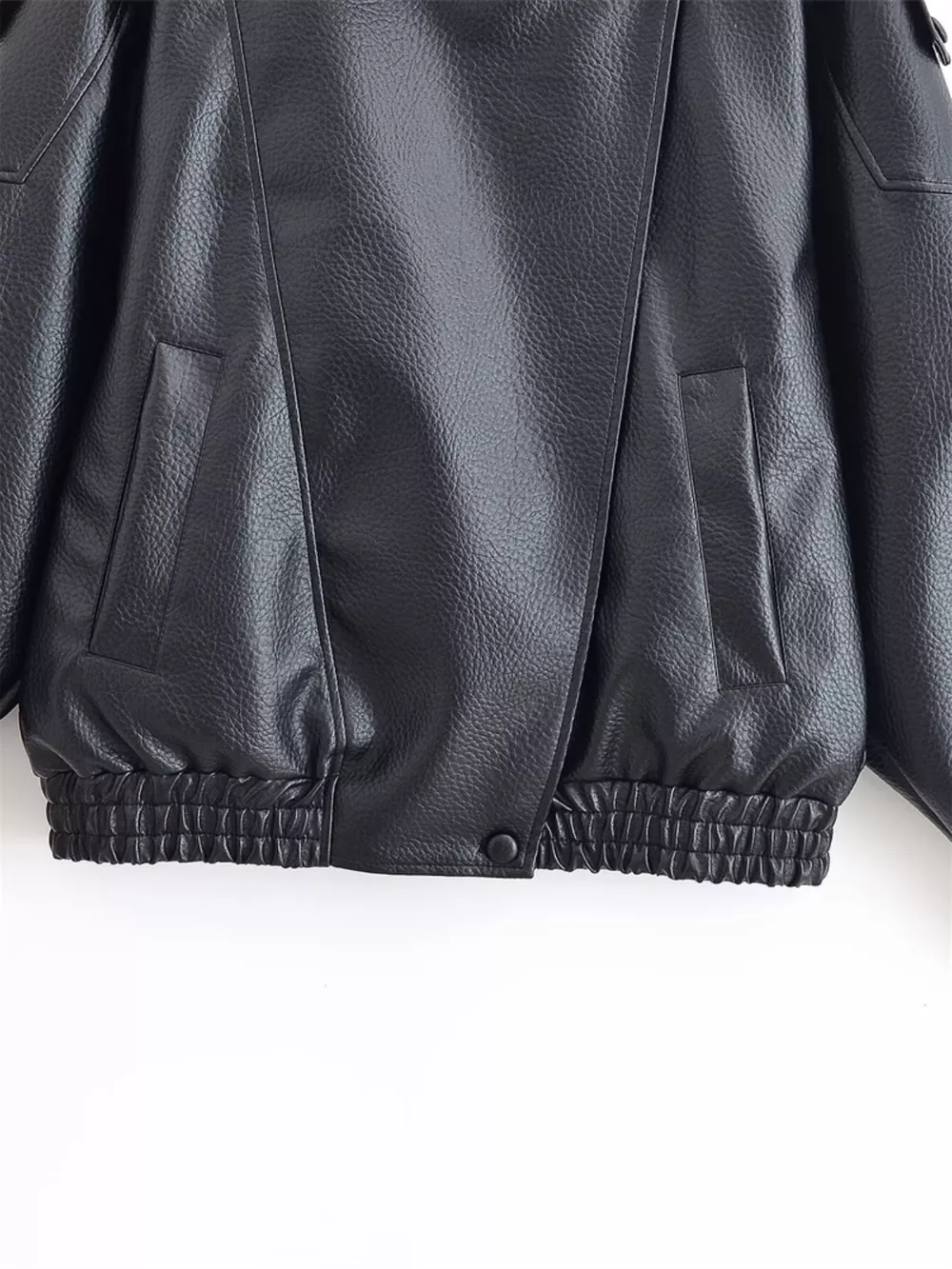 Asymmetrical Faux Leather Moto Jacket, image 3
