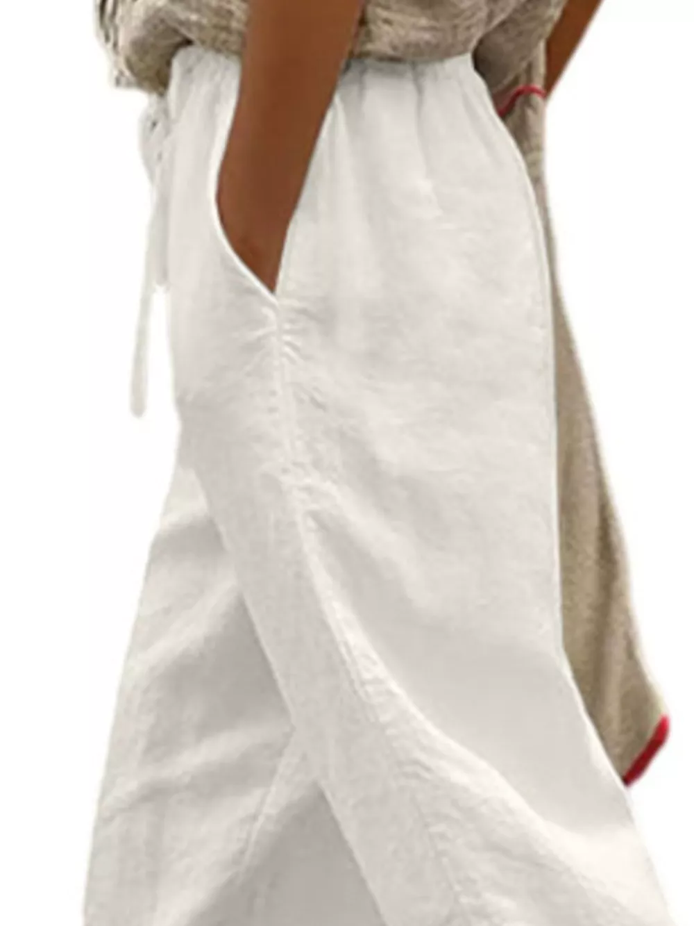 Casual Linen Drawstring Cropped Pants, image 5