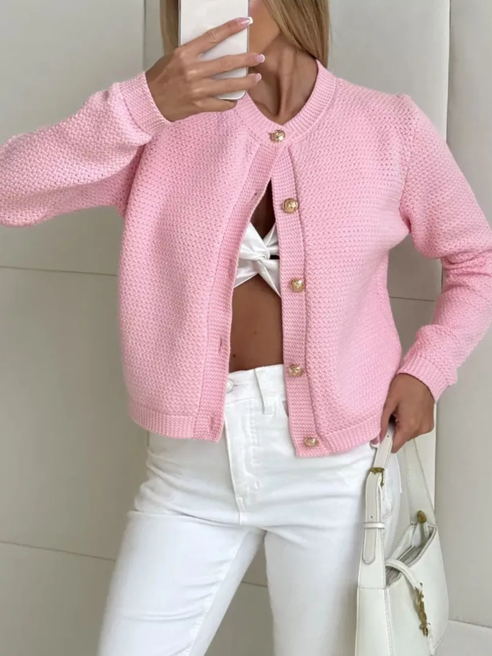 Button Up Texture Knit Cardigan, image 7