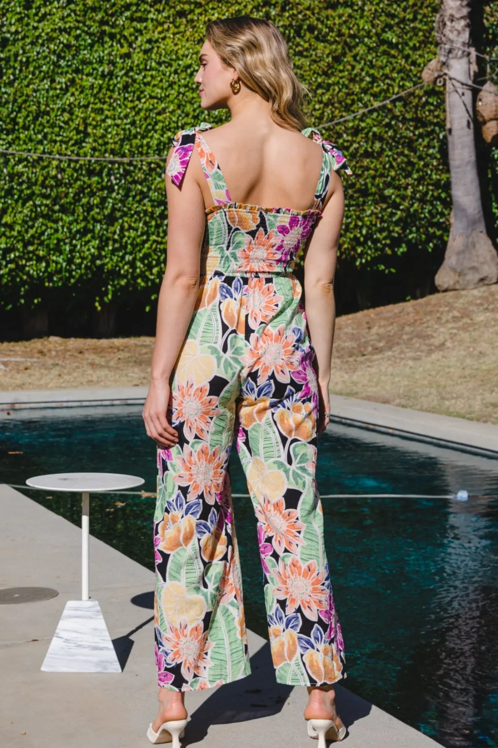 Full Size Floral Sleeveless Wide Leg Jumpsuit, image 4